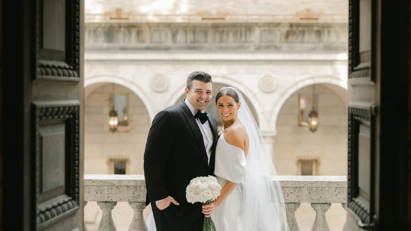 Alli Conner and Connor Cote met as freshmen at Boston College in 2014 — a decade later, they wed with a black tie reception (and an alumni reunion) at the Boston Public Library.