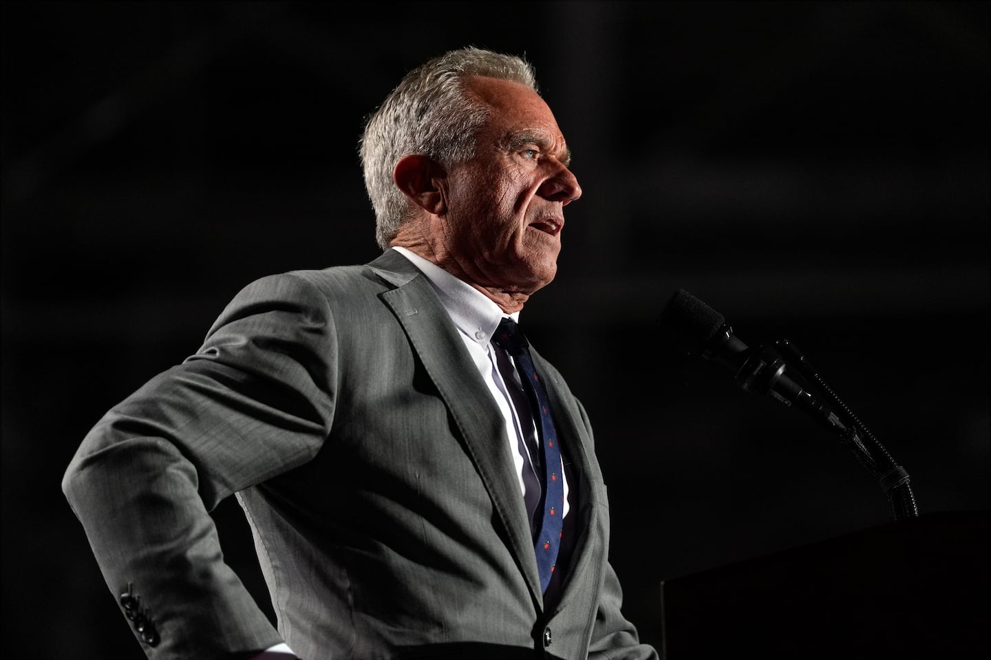 Robert F. Kennedy Jr. speaks at a campaign rally in Michigan on Nov. 1.