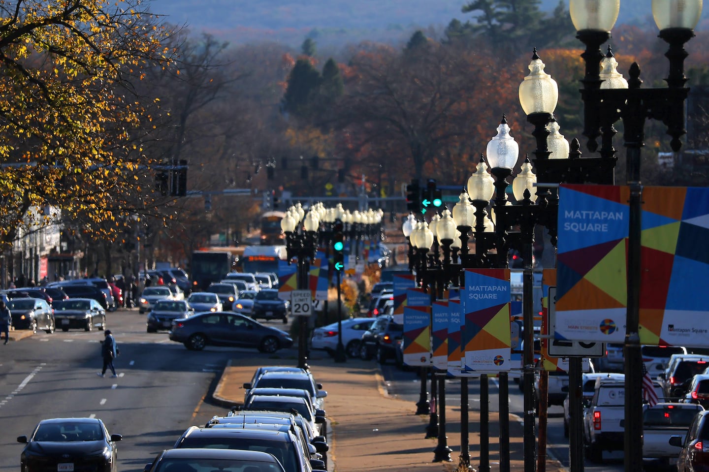 A view of Blue Hill Avenue in Mattapan Square.