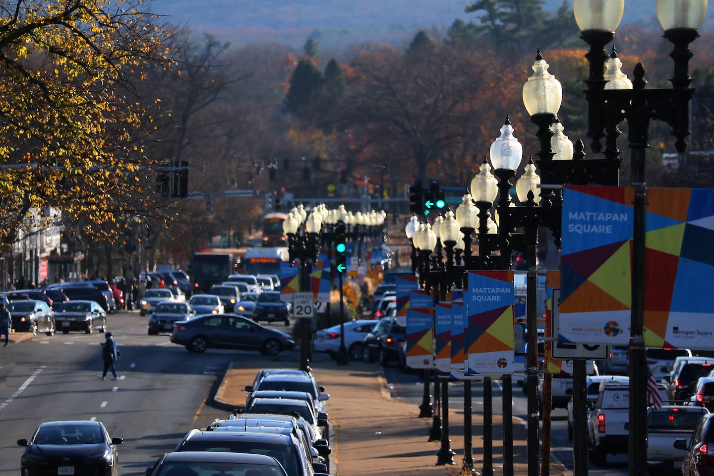 A view of Blue Hill Avenue in Mattapan Square.