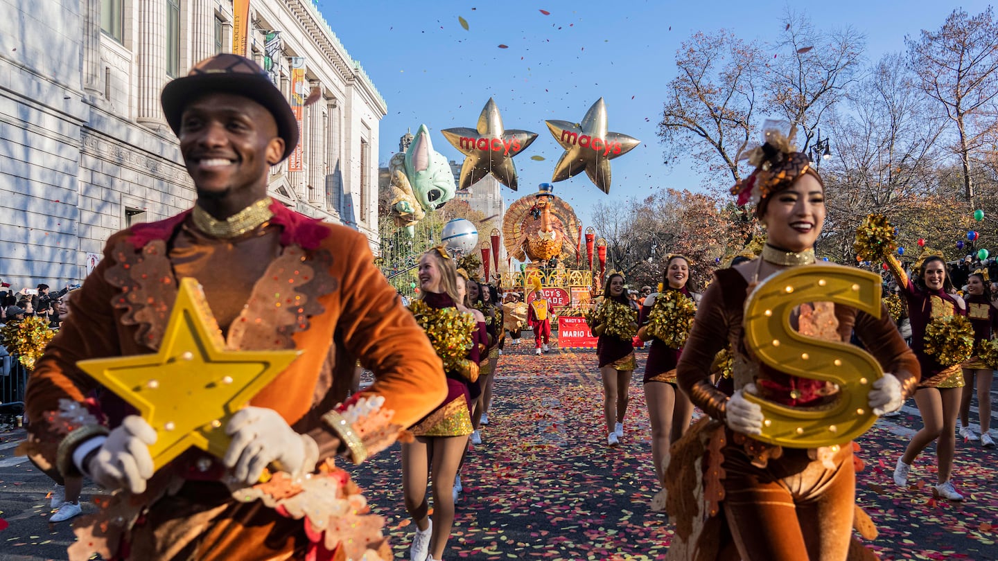 The start of the Macy's Thanksgiving Day Parade at West 77th Street and Central Park West in New York in 2022. The nostalgia-fueled Macy's Parade has been the most-watched non-sports program in the United States for the past three years.