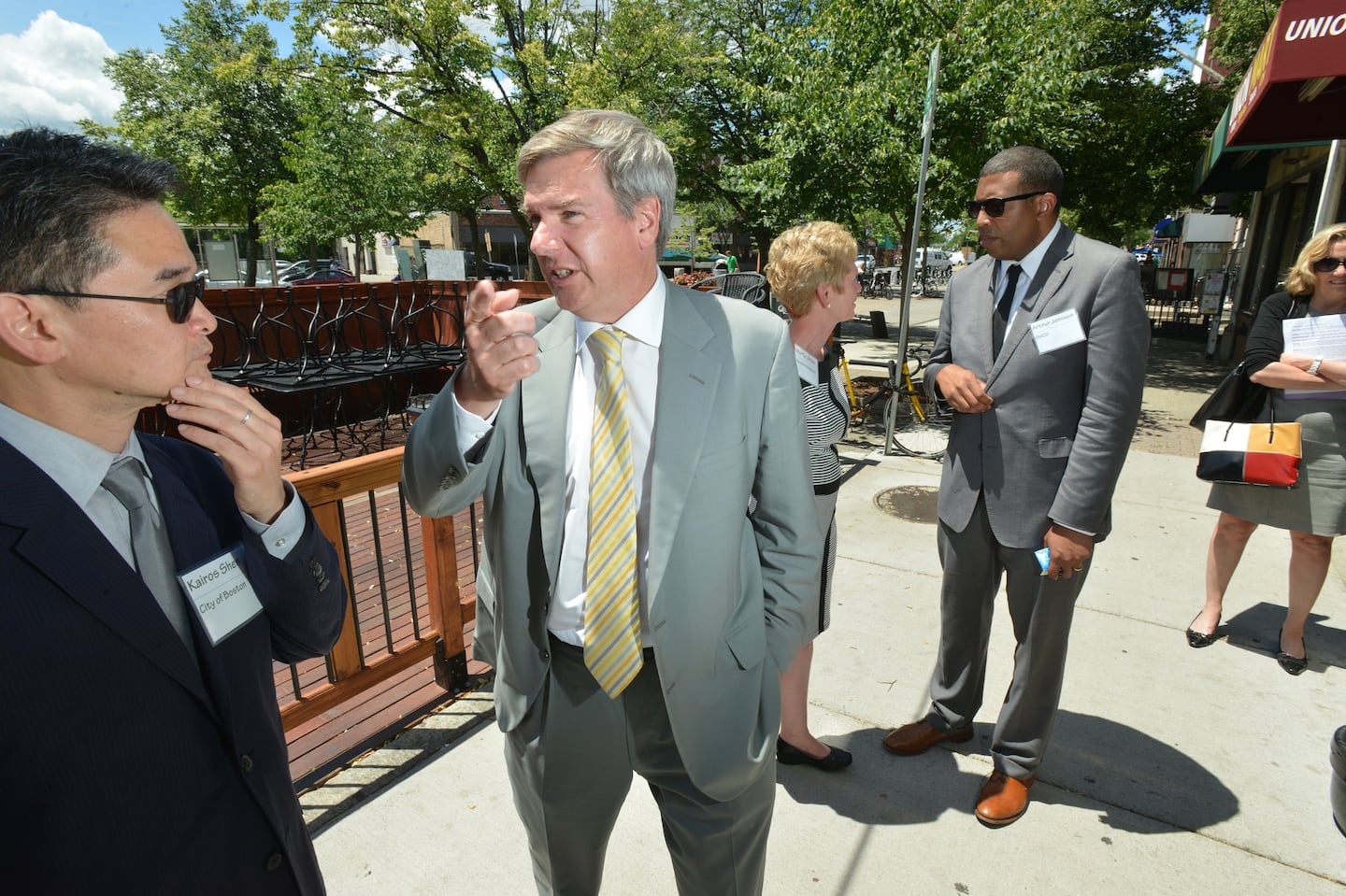 More than a decade ago, during the Patrick administration, Greg Bialecki (second from left), then the state's economic development secretary, joined other officials, including (from left) Kairos Shen of the Boston Redevelopment Authority, Marty Jones, then head of MassDevelopment, and Arthur Jemison, then at the state Department of Housing and Community Development, at an event in Somerville.