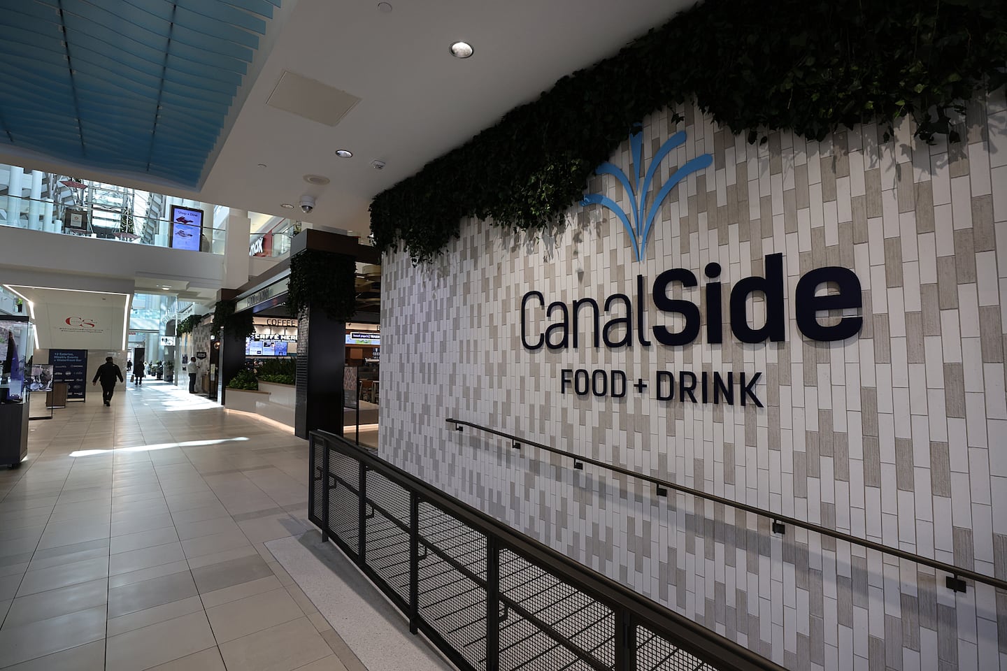 One of the entrances to CanalSide Food + Drink, the brand new — and newly rebranded — food hall at CambridgeSide.