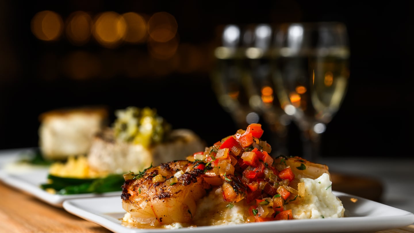 The shrimp and grits at Margeaux Supper Parlor at the Porter Square Hotel.