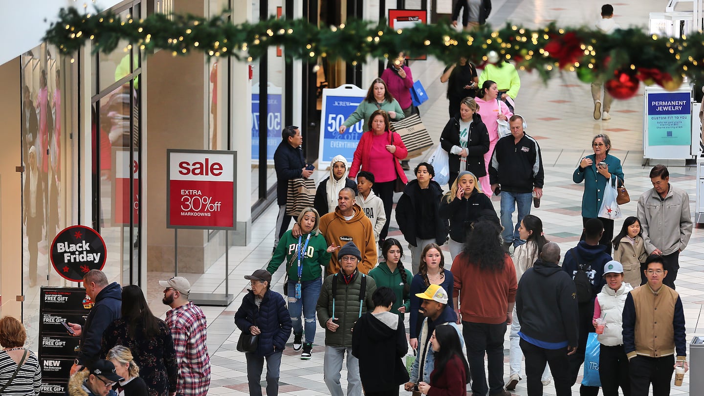 The South Shore Plaza in Braintree was busy on Black Friday as shoppers crowded the mall looking for bargains.