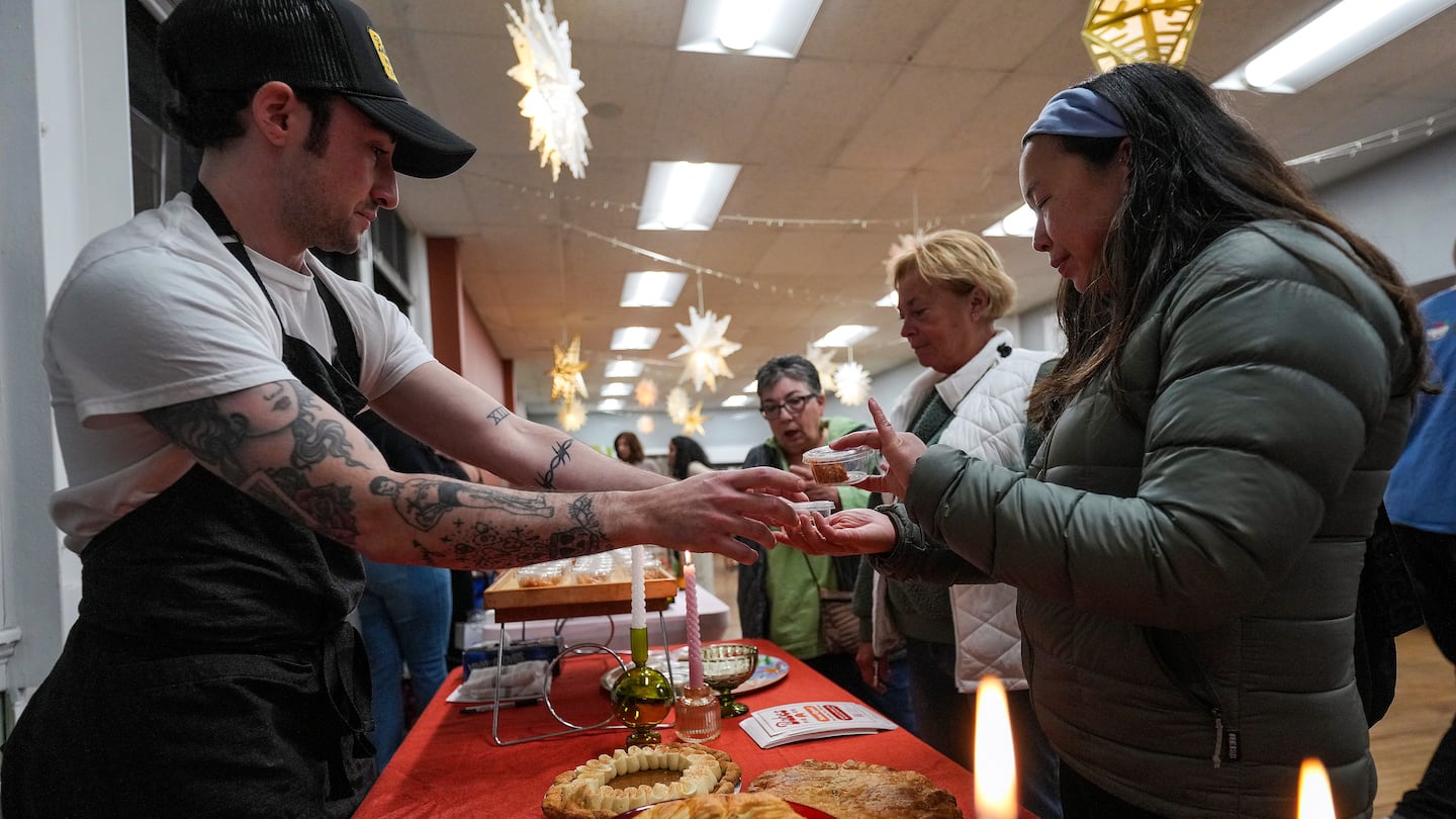 Mar Keller, left, is the owner of Babes Pie Co., a pop-up pie shop in Warren, Rhode Island.