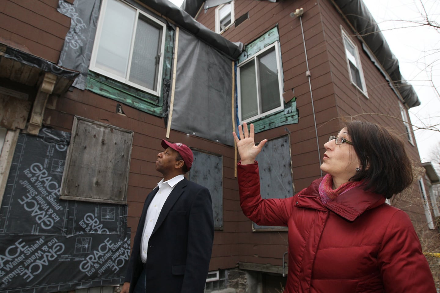 Rodnell Collins, nephew of Malcolm X, and Kathy Kottaridis looked at his mother's home in 2018.