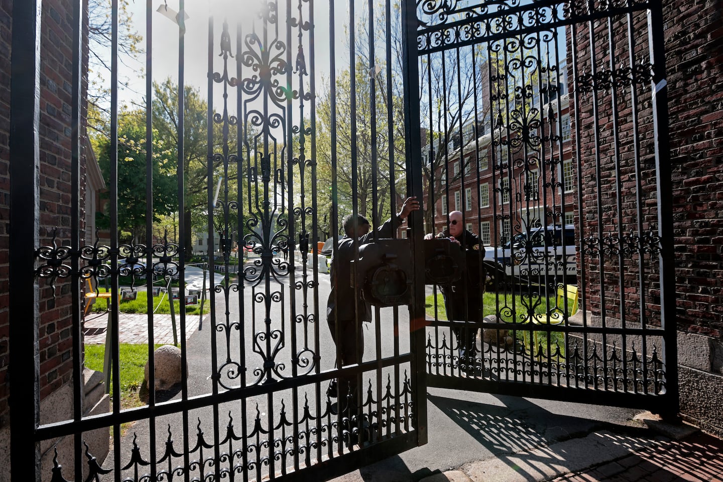 In May, security workers closed the Johnston Gate after a delivery vehicle left Harvard Yard.