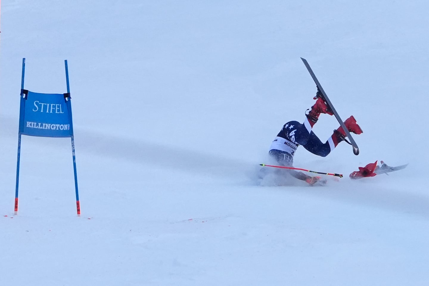 Mikaela Shiffrin crashed during the second run of a World Cup giant slalom race at Killington Saturday.