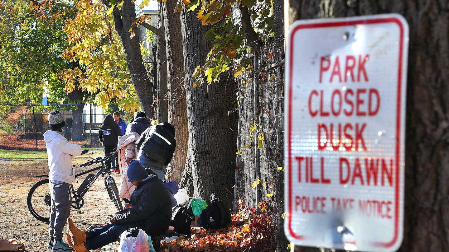 Perkins Park on North Main Street in Brockton is a popular location for homeless people to set up encampments. This month the city joined other communities in prohibiting unauthorized camping on public property.