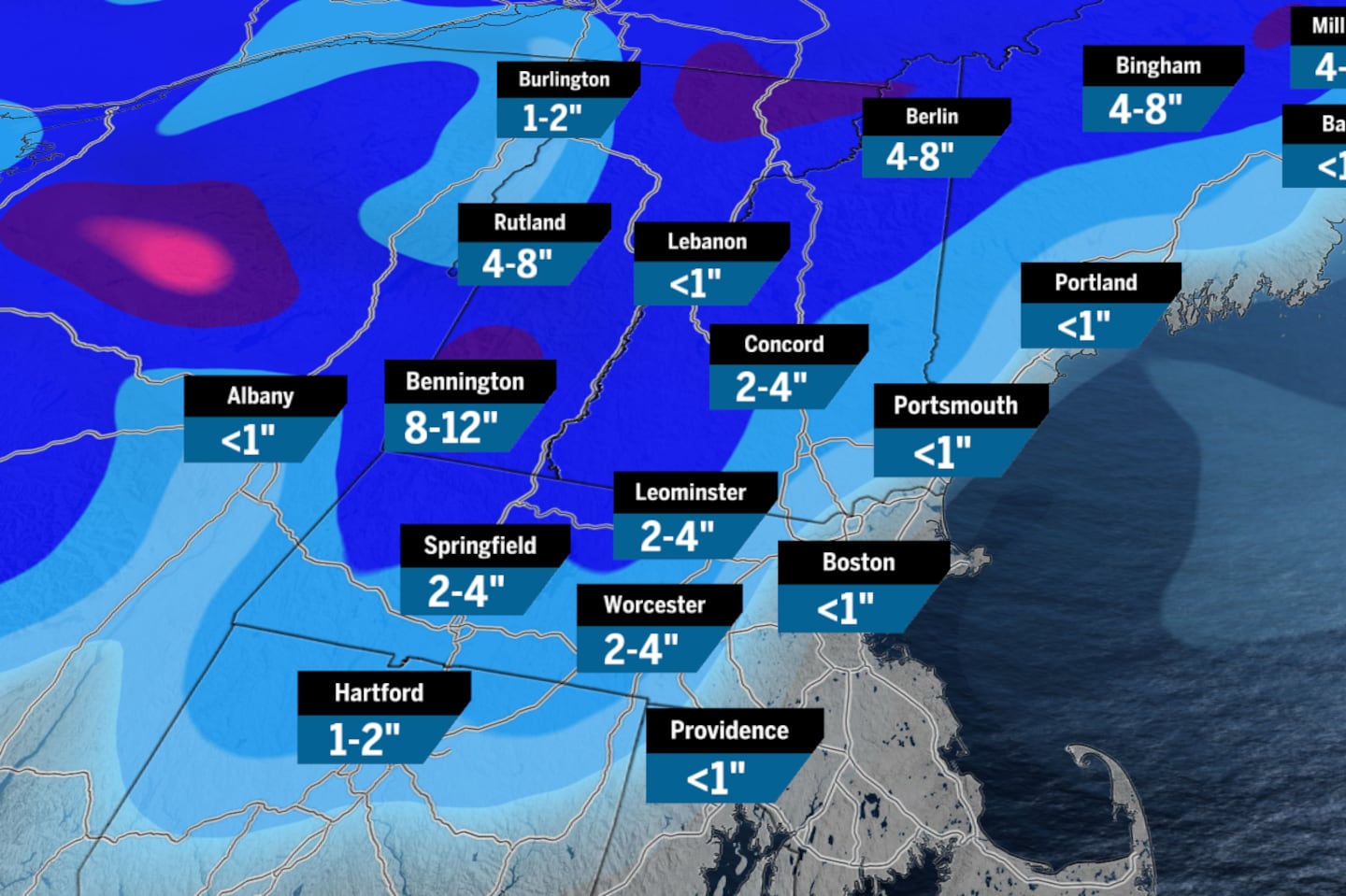 A quick-moving system is forecast to bring snow Wednesday evening into Thursday.