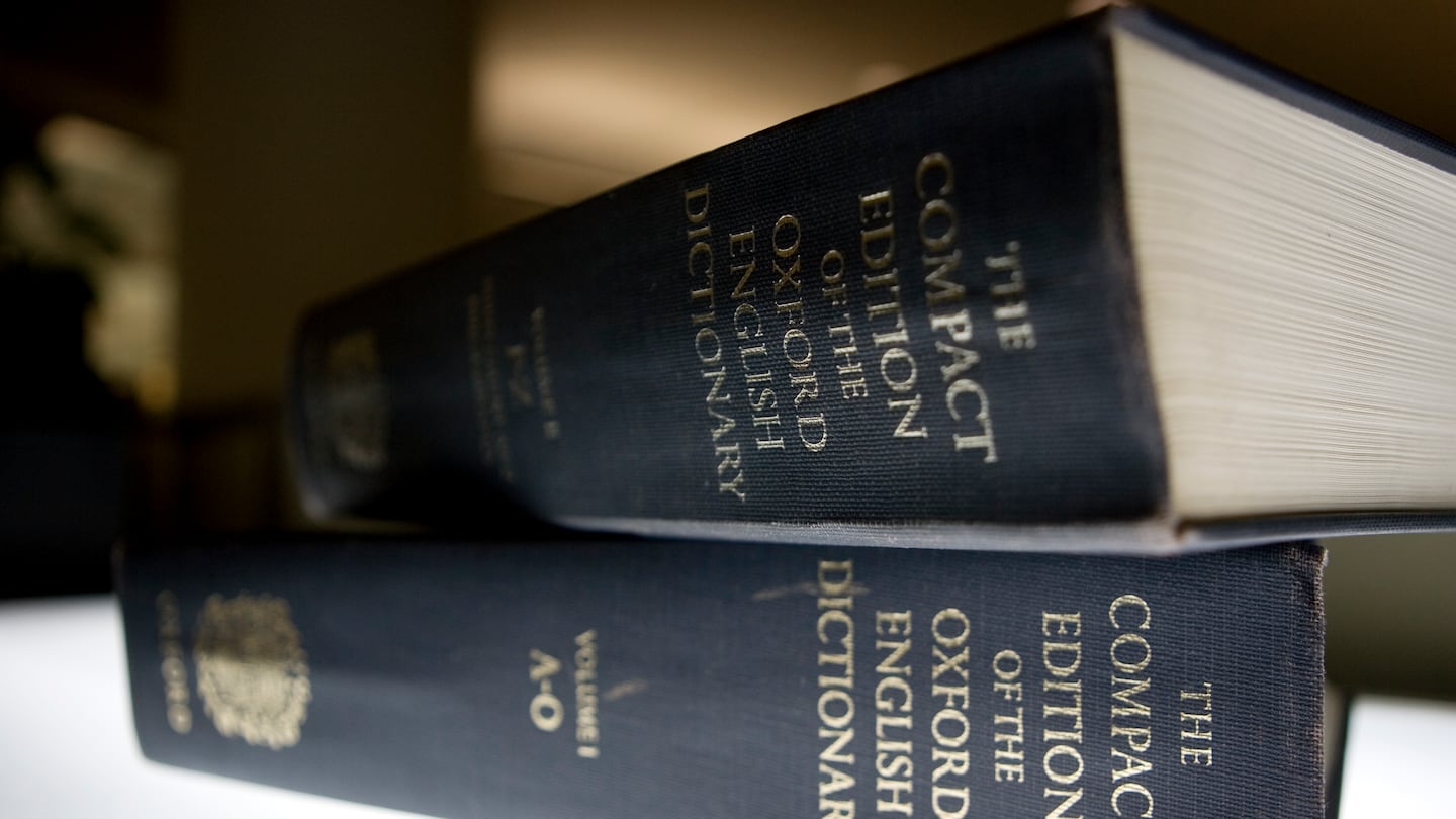 An Oxford English Dictionary is shown at the headquarters of the Associated Press in New York, Aug. 29, 2010.