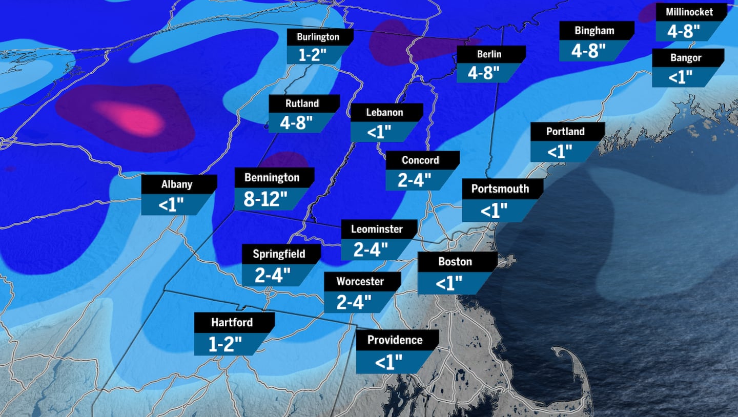 A quick-moving system is forecast to bring snow Wednesday evening into Thursday.