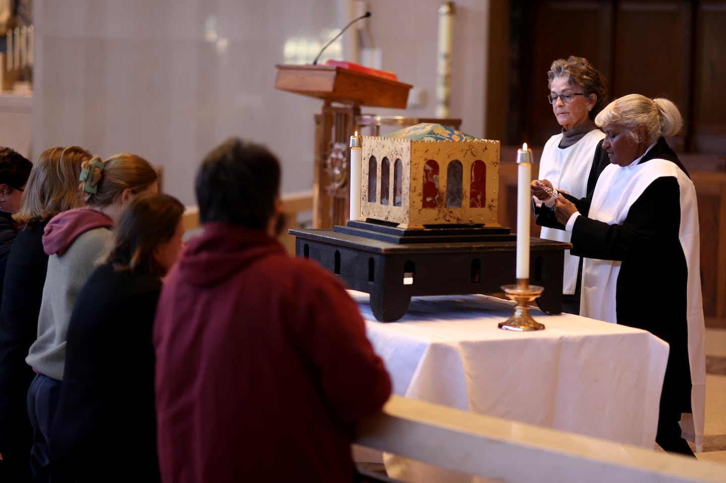 A major relic of St. Thomas Aquinas, his skull, is making a tour of the United States, and stopped in Providence, R.I., on Wednesday at St. Pius V Catholic Church.