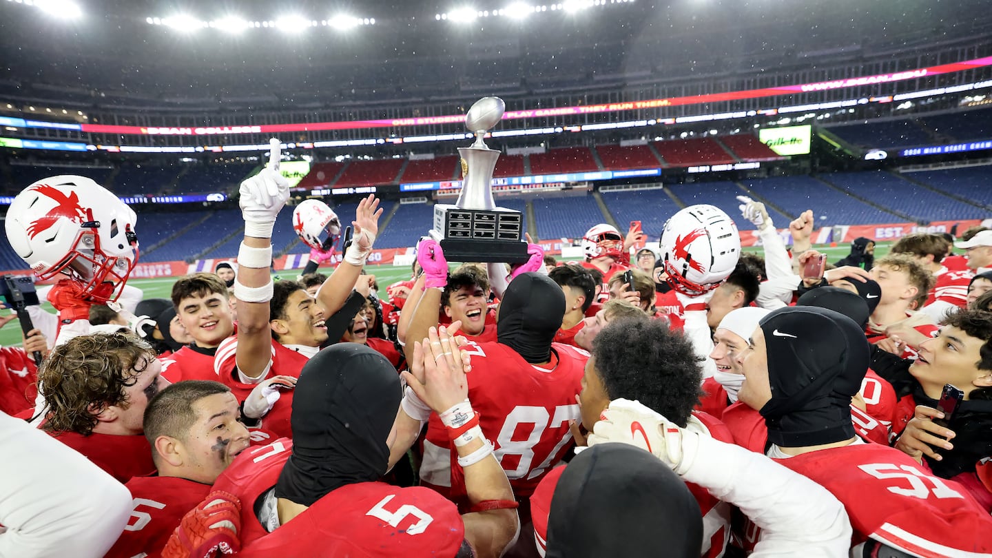 Hudson won its first state football title since 1991 on Wednesday night at Gillette Stadium.