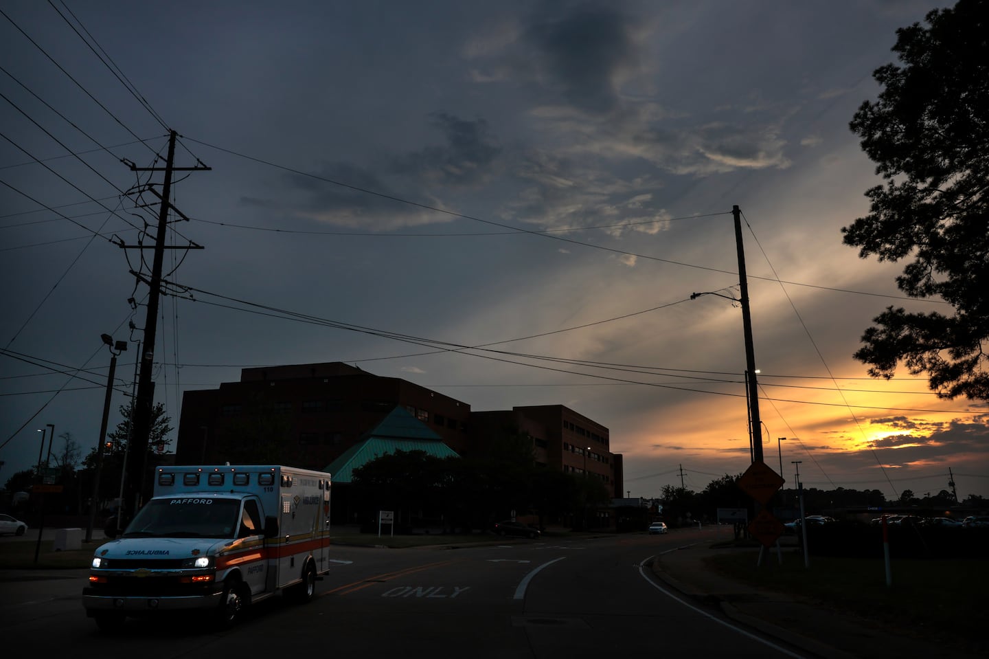 An Ambulance passed Glenwood Regional Medical Center in West Monroe, La.