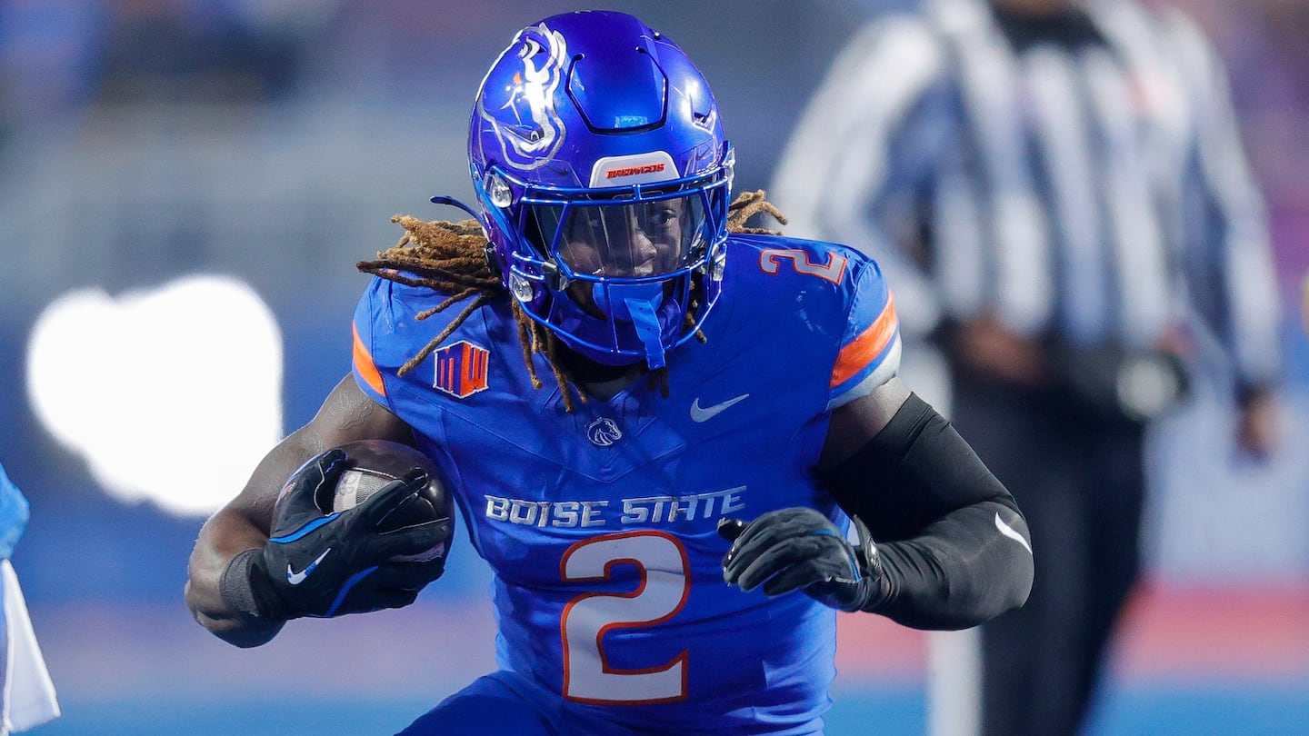 Boise State running back Ashton Jeanty ran for 209 yards and a touchdown to help the Broncos move closer toward earning a first-round bye in the College Football Playoff.