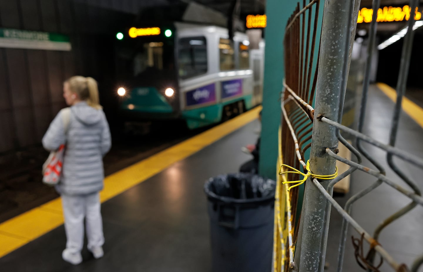 A passenger waited for an outbound train at Kenmore Station last January.