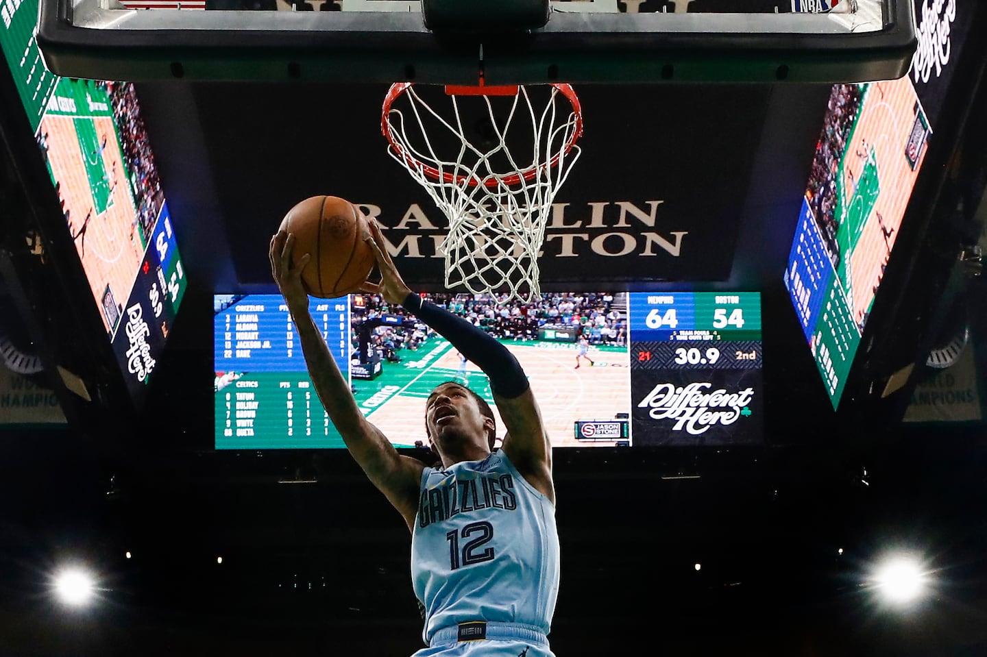 Ja Morant of the Grizzlies is better known for his ability to drive to the basket, but he made four 3-pointers against the Celtics on Saturday night. 