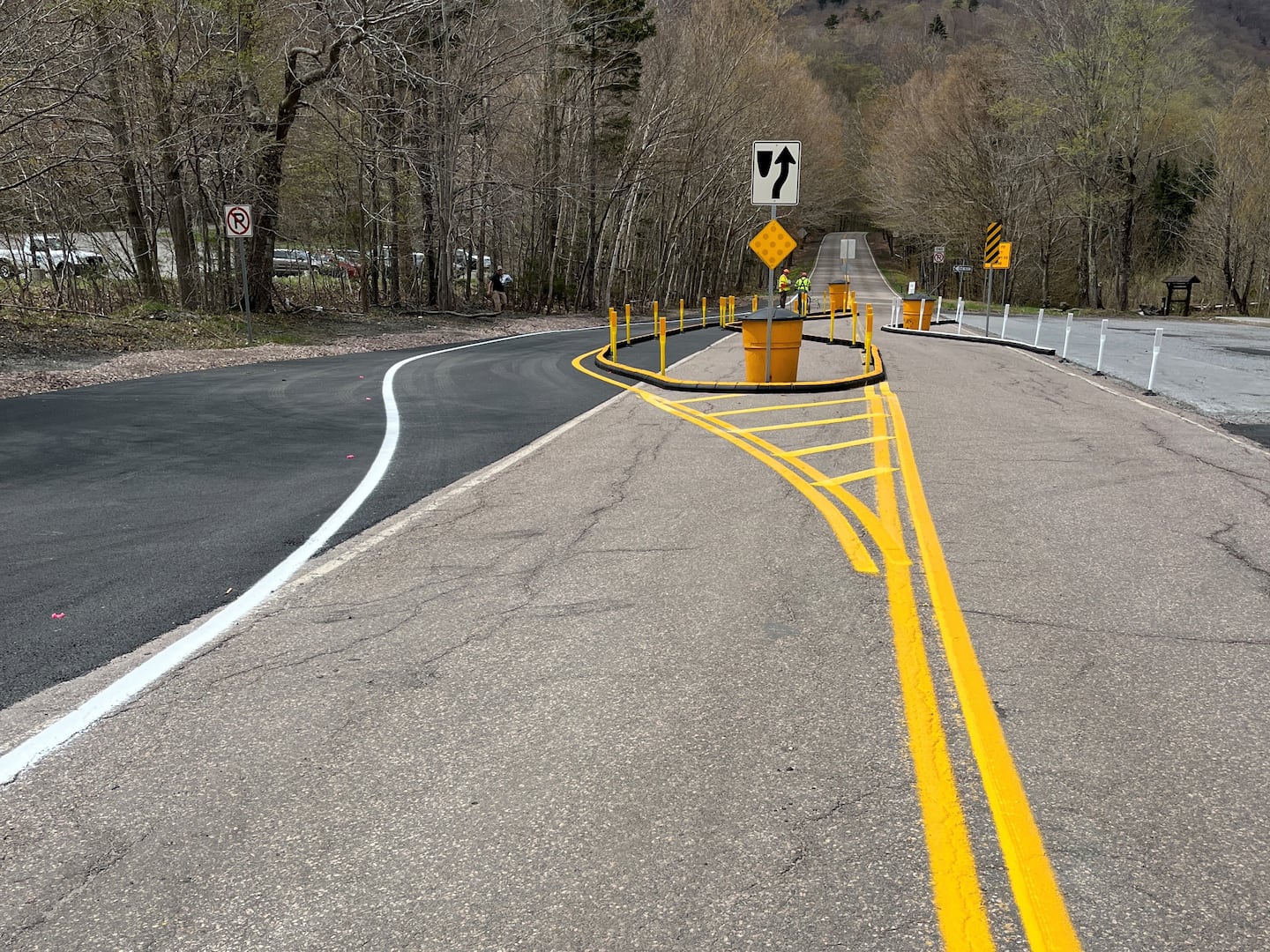 Chicanes, road designs aimed at deterring oversized vehicles from entering and getting stuck on the road through Smugglers' Notch.