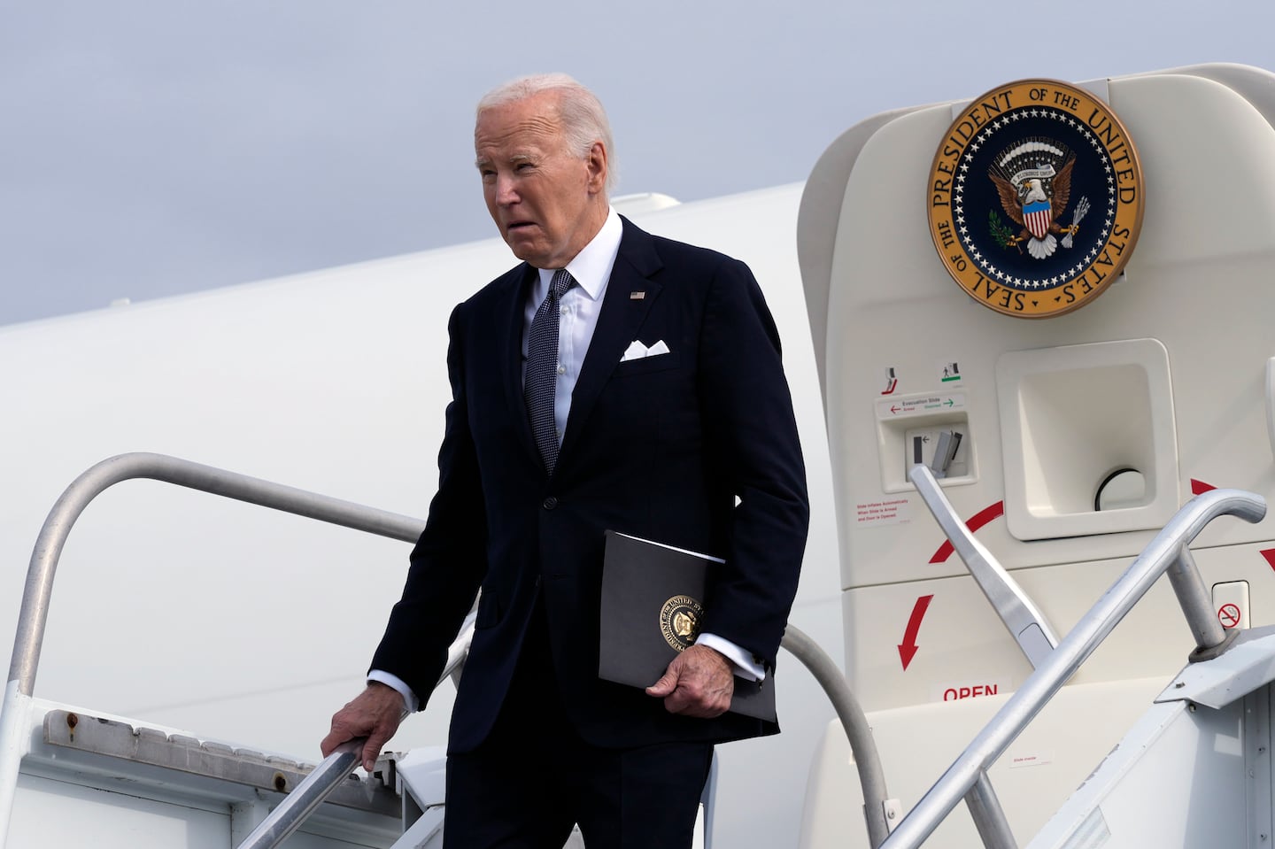 President Biden departed Air Force One at Wilkes-Barre Scranton International Airport in Avoca, Pa., on Sept. 27 as Biden headed to Scranton, Pa., to attend a funeral.