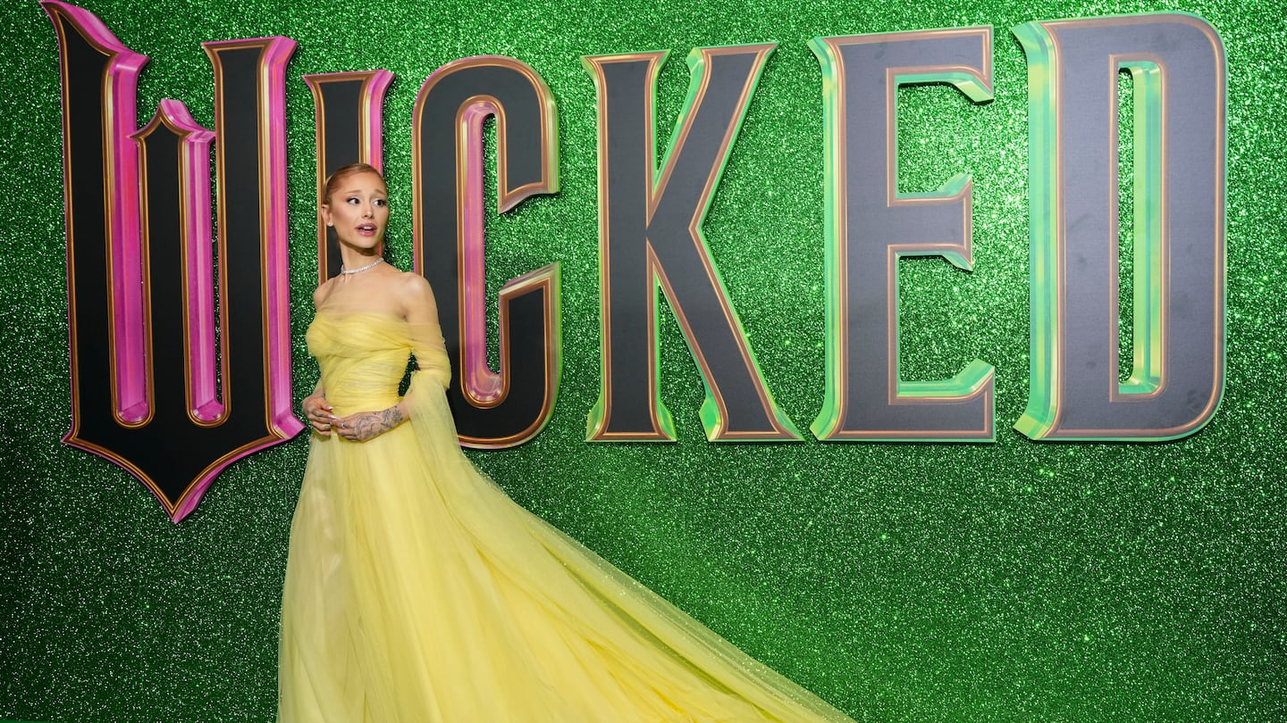 Ariana Grande poses for photographers upon arrival at the premiere of the film "Wicked" in London, on Nov. 18.