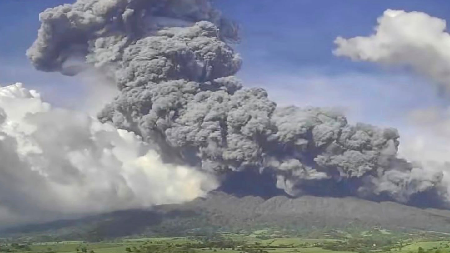 An explosive eruption occurred at the summit vent of Kanlaon volcano, as seen from Mansalanao, Negros Occidental province, Philippines, on Dec. 9.