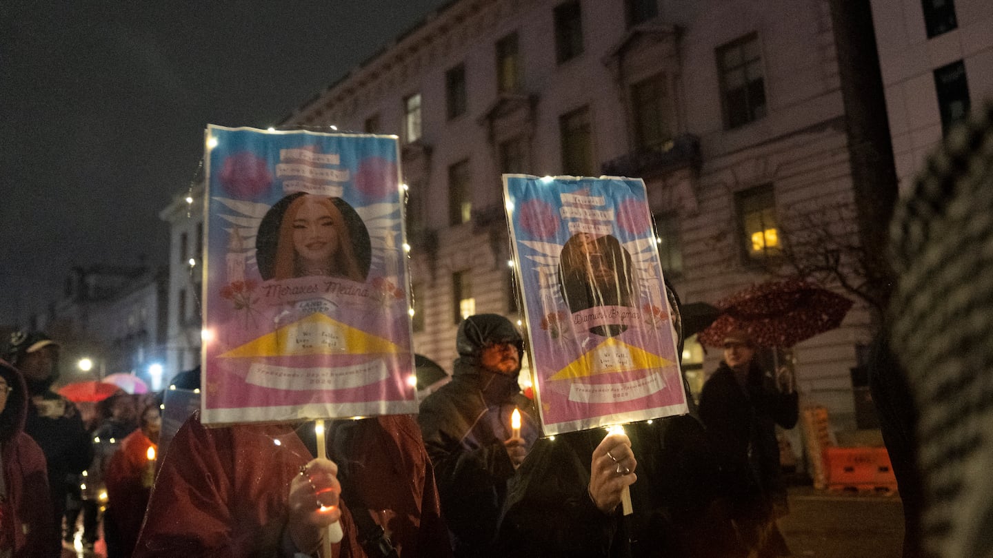 Marchers held memorial posters during a march to commemorate Transgender Day of Remembrance in San Francisco on Nov. 20.