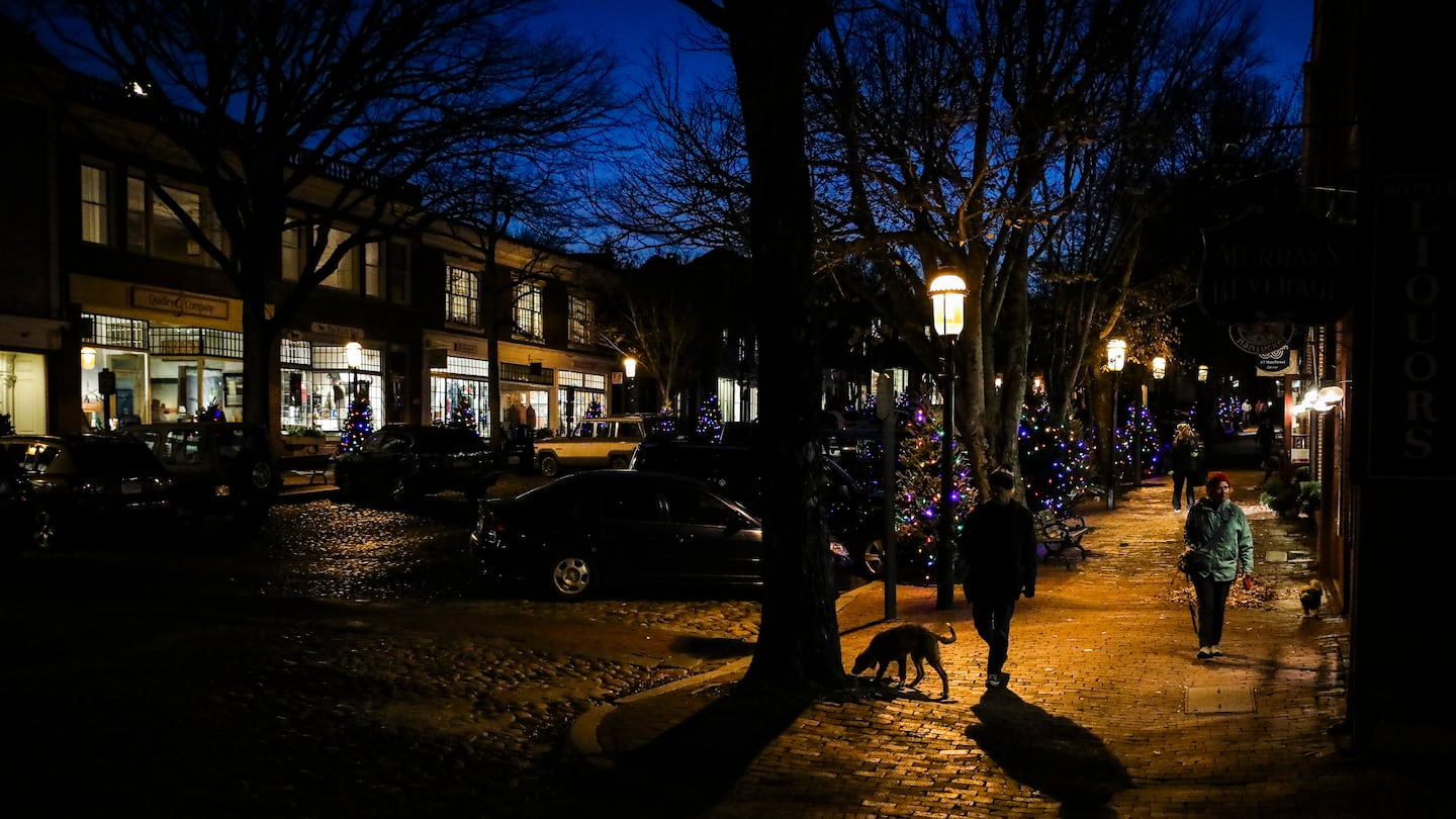 Downtown Nantucket was decorated with Christmas trees in November 2021.