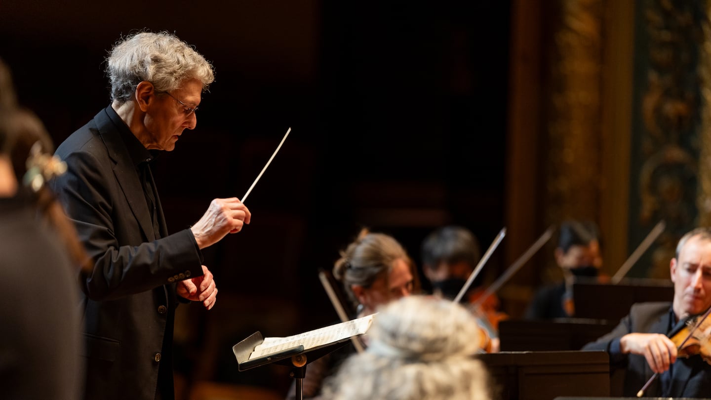 Martin Pearlman, founding music director of Boston Baroque, conducting the ensemble earlier this year at Jordan Hall.