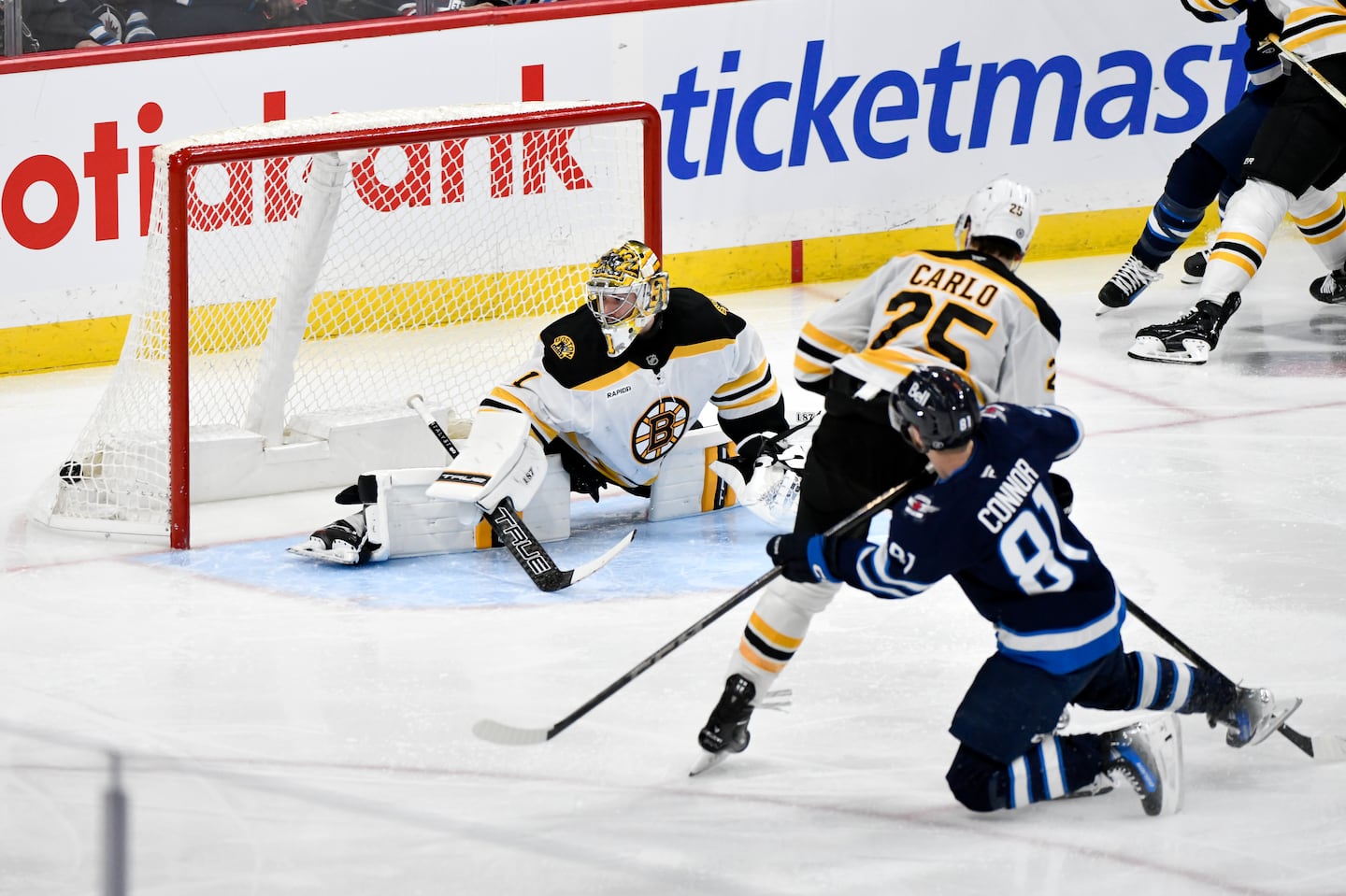 The Bruins allowed five goals to the Jets in the third period Tuesday night.