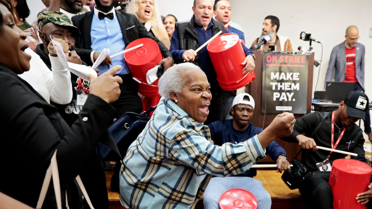 Workers, including Antonia David, rejoiced after the vote. Employees with Omni Hotels, represented by Unite Here Local 26, ratified a contract.