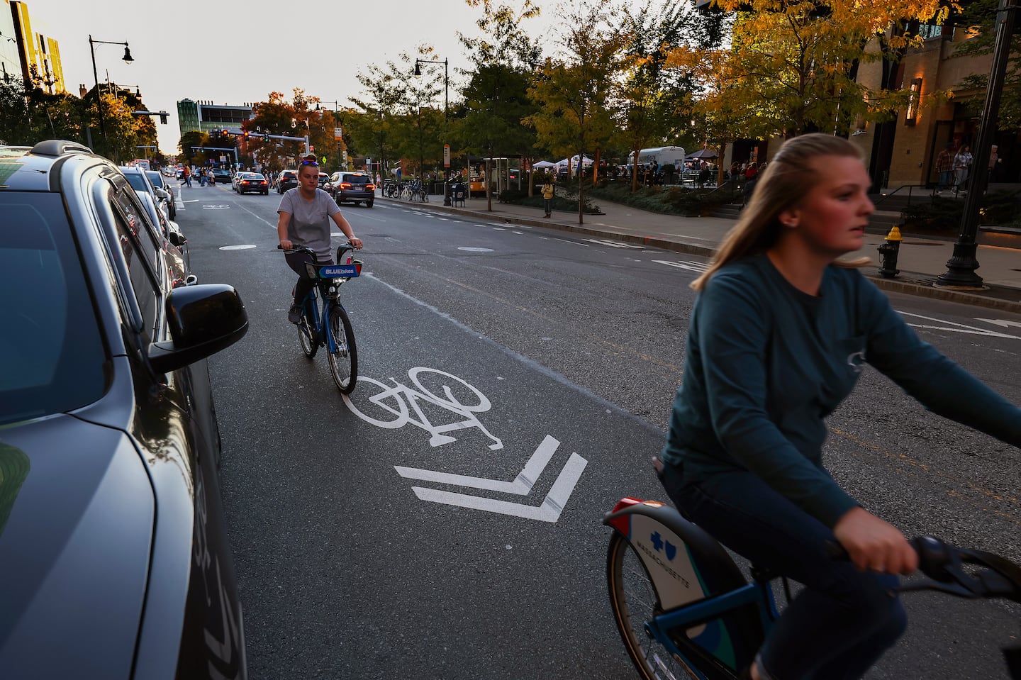 Bike lanes make driving safer because the infrastructure has a calming effect on traffic speeds.