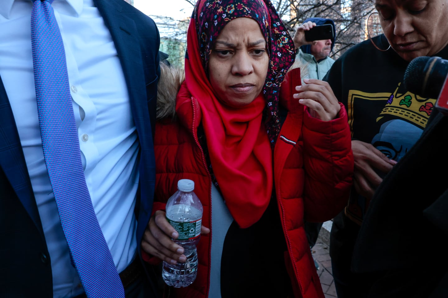 Boston City Councilor Tania Fernandes Anderson departs the Moakley Courthouse on Dec. 6.