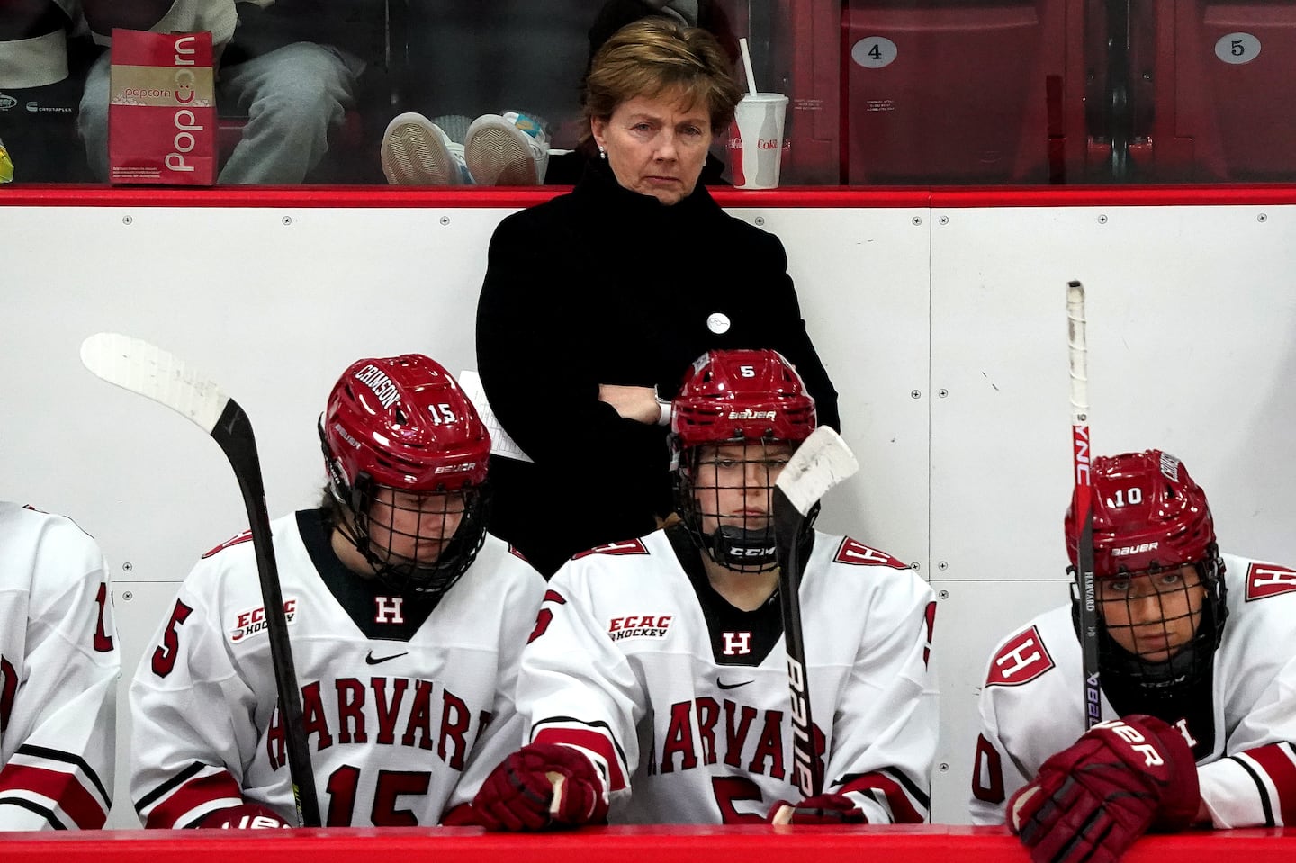 Katey Stone coached 29 seasons at Harvard, winning more games (523) than any female coach in women’s college hockey.