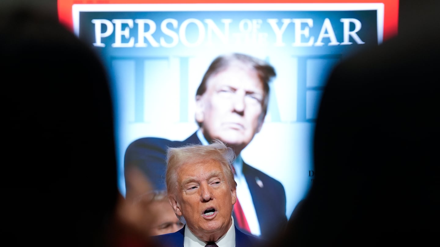 President-elect Donald Trump speaks during a Time magazine Person of the Year event at the New York Stock Exchange.