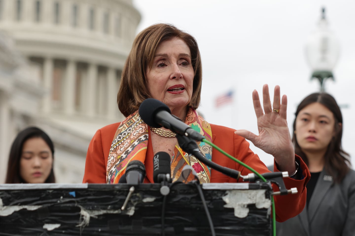 House Speaker Emerita Representative Nancy Pelosi speaks during a news conference on Nov. 19, 2024, in front of the Capitol in Washington, D.C.