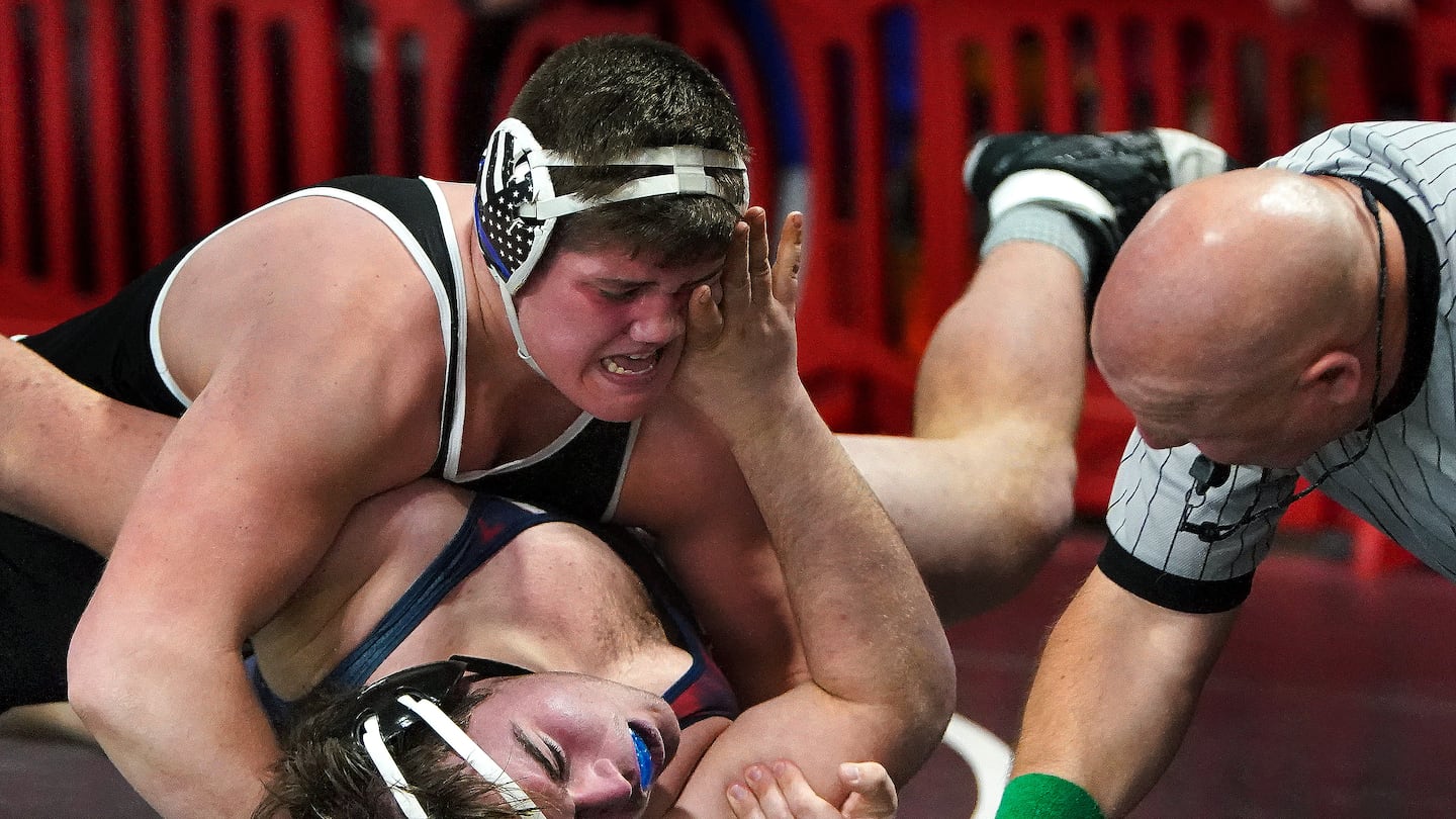 Chelmsford heavyweight Thomas Brown (top) is already a three-time All-State champ and two-time New England champion.