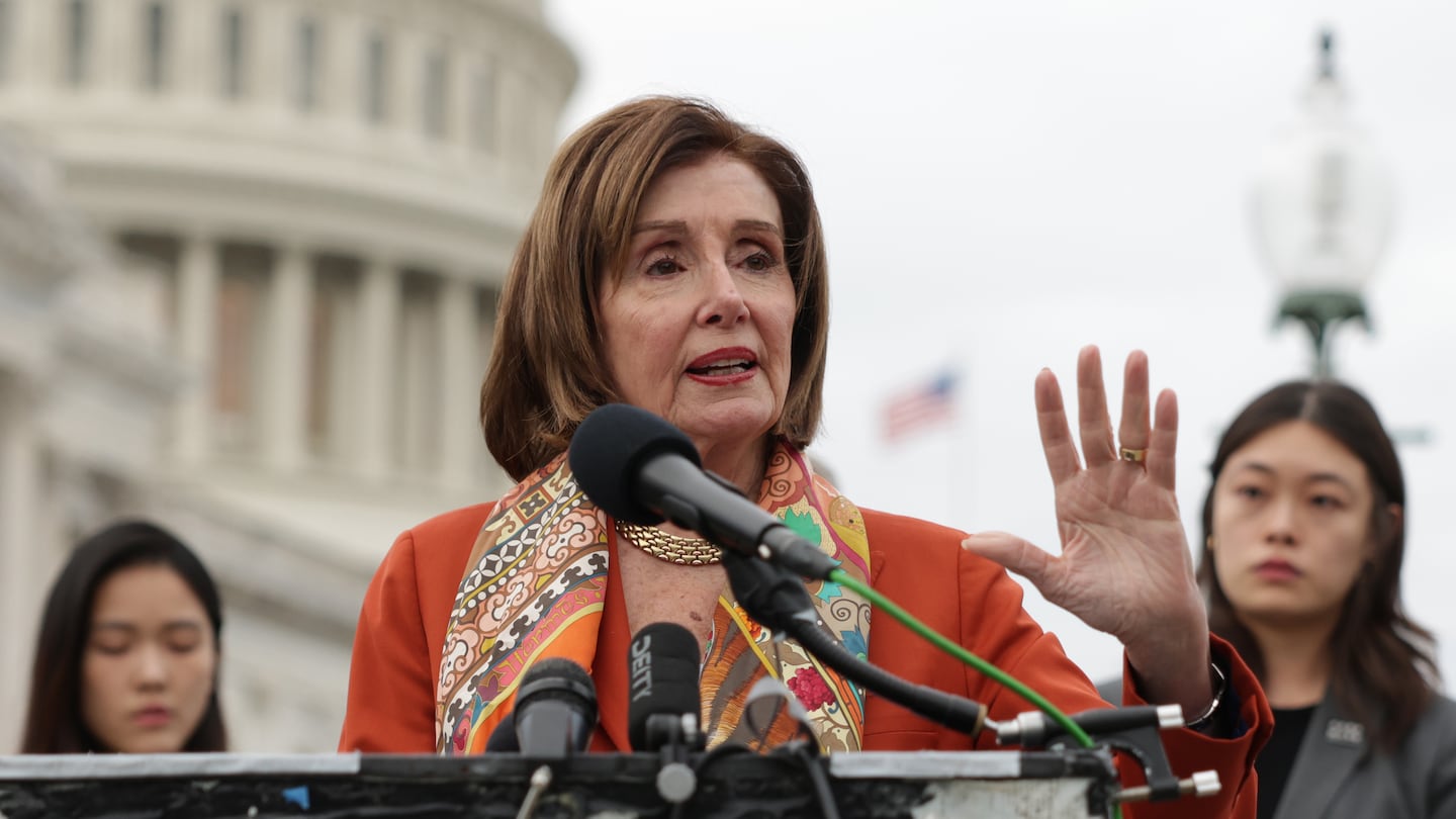 House Speaker Emerita Representative Nancy Pelosi speaks during a news conference on Nov. 19, 2024, in front of the Capitol in Washington, D.C.