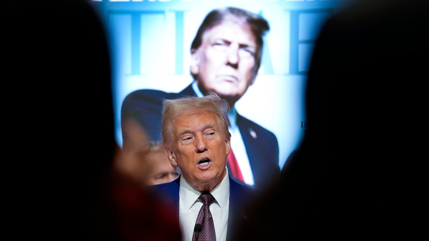 President-elect Donald Trump speaks during a Time magazine Person of the Year event at the New York Stock Exchange, Thursday, Dec. 12, 2024, in New York.