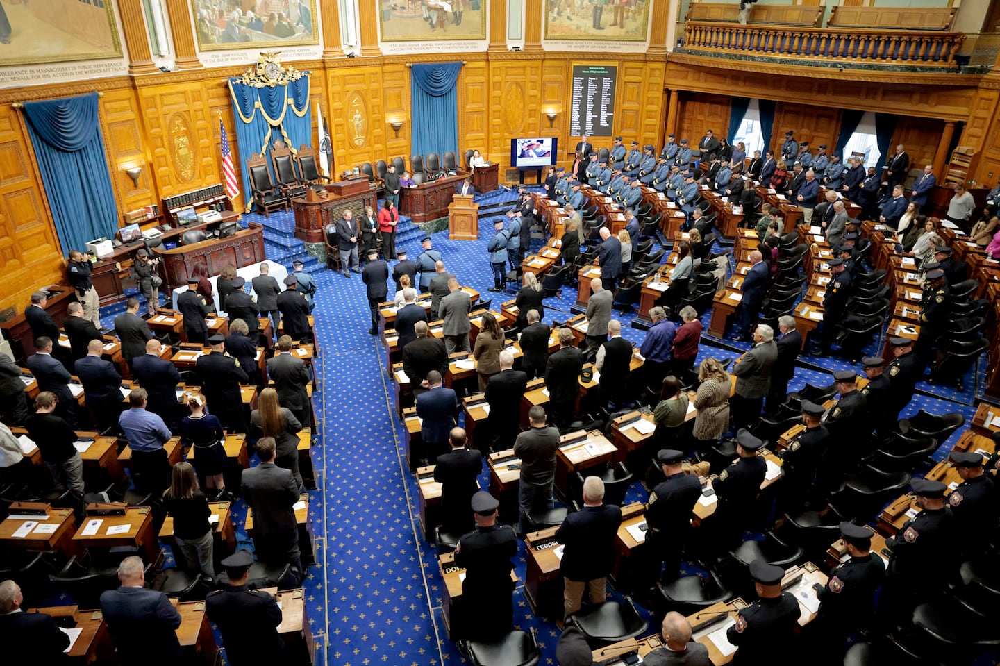 The House Chamber in the Massachusetts State House.