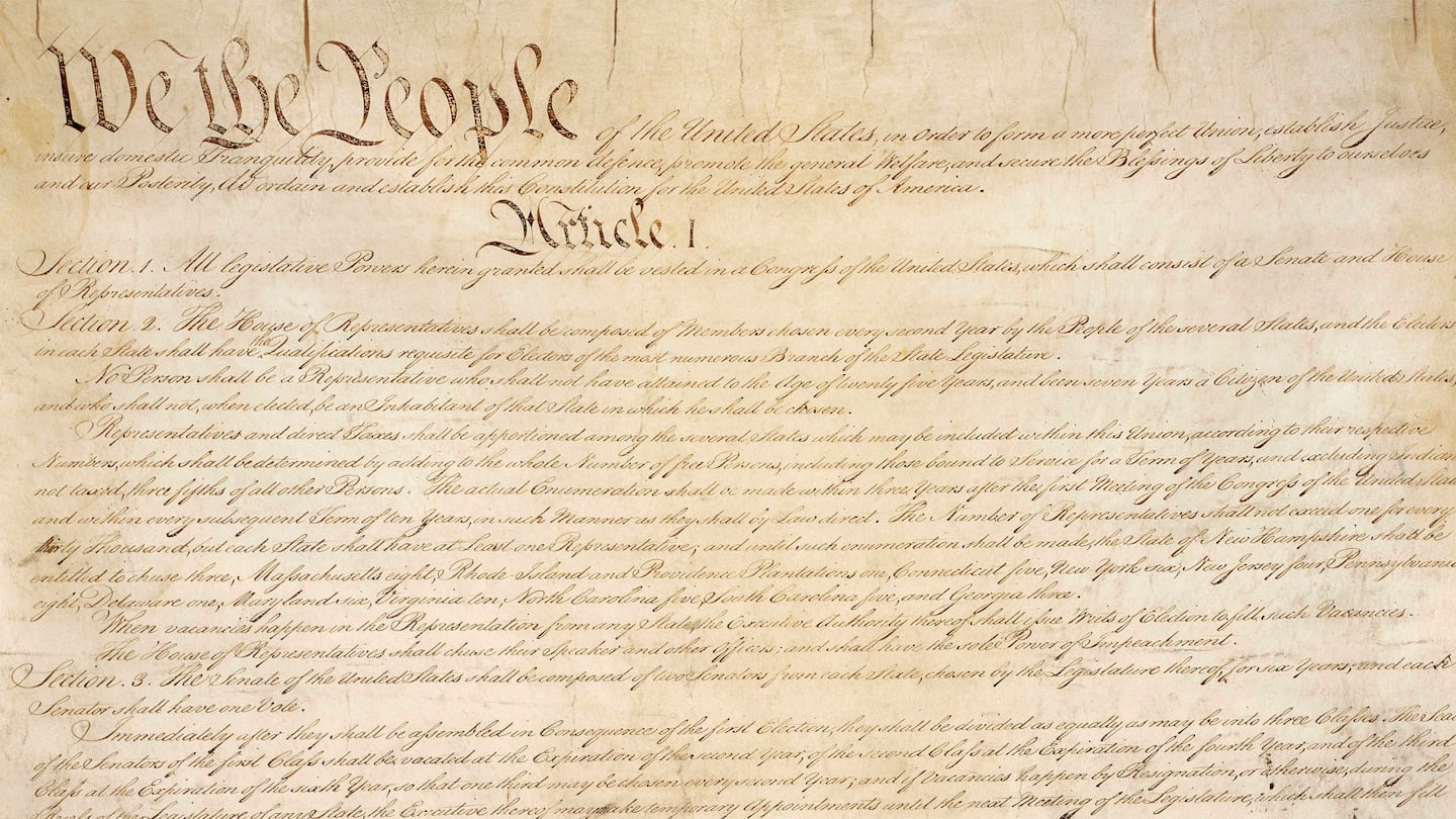 A portion of the first page of the United States Constitution.