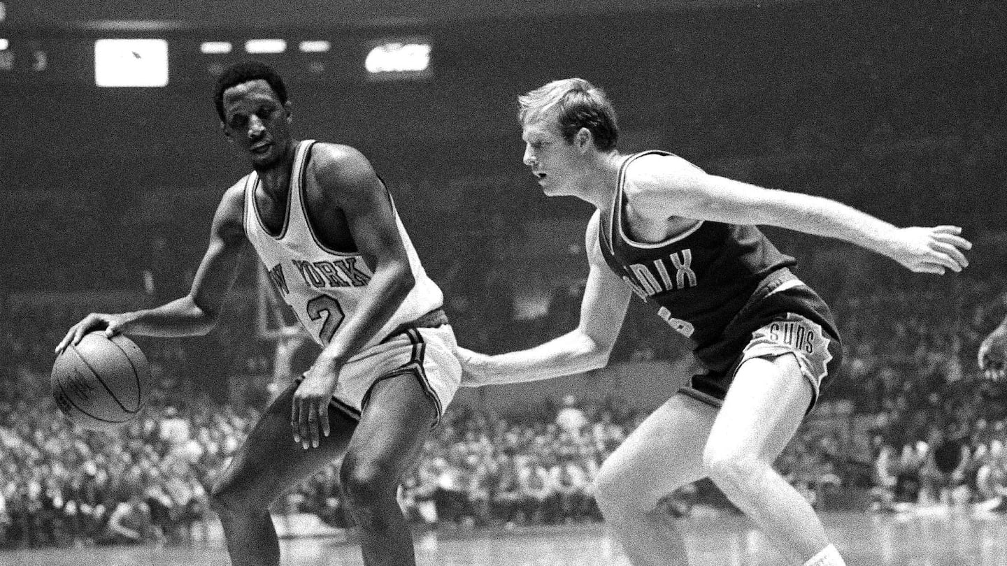 Mr. Van Arsdale, guarding New York Knicks' Dick Barnett during a game at New York's Madison Square Garden in 1969.