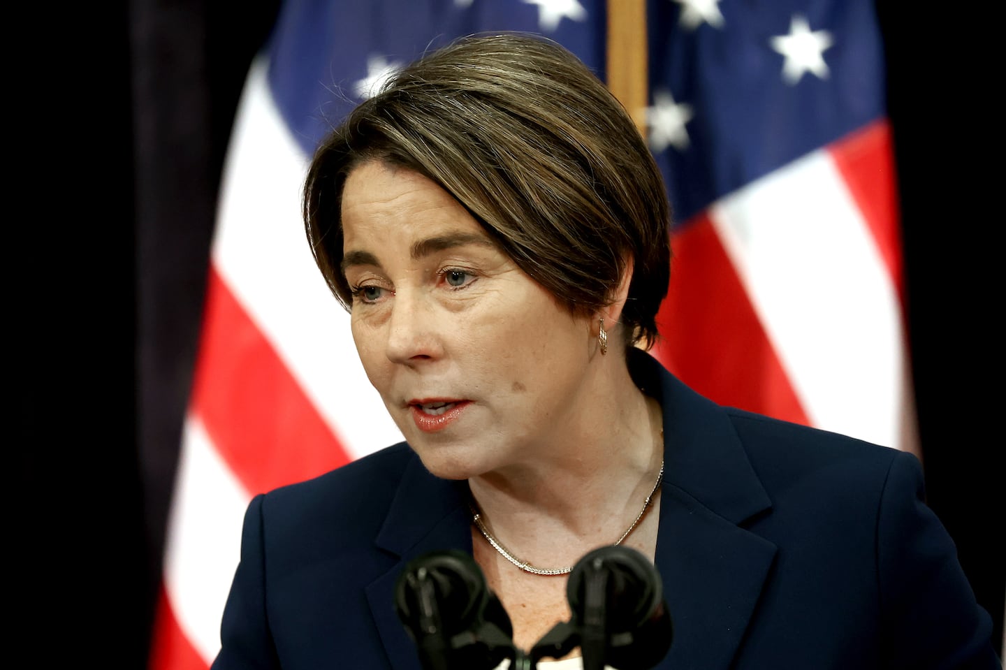 Governor Maura Healey held a news conference at the Massachusetts State House on May 6, 2024, following the bankruptcy of Steward Health Care.