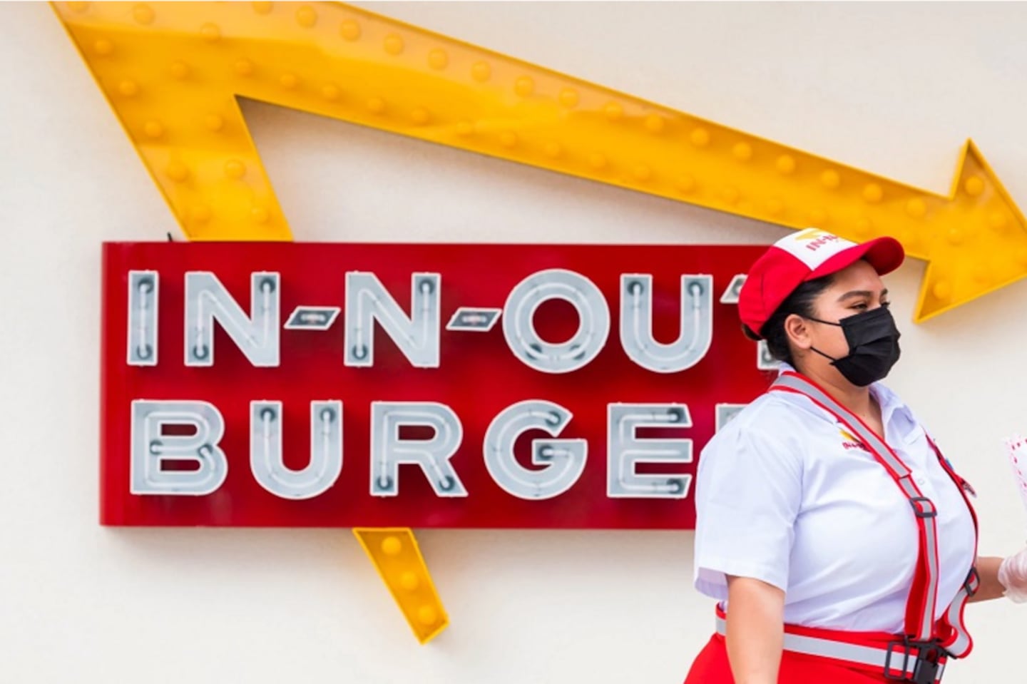 An In-N-Out Burger employee in Santa Ana, Calif.