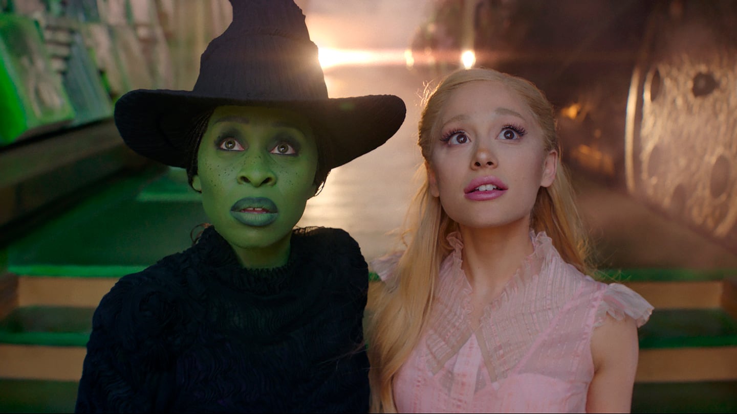 Cynthia Erivo, left, and Ariana Grande in a scene from the film "Wicked."