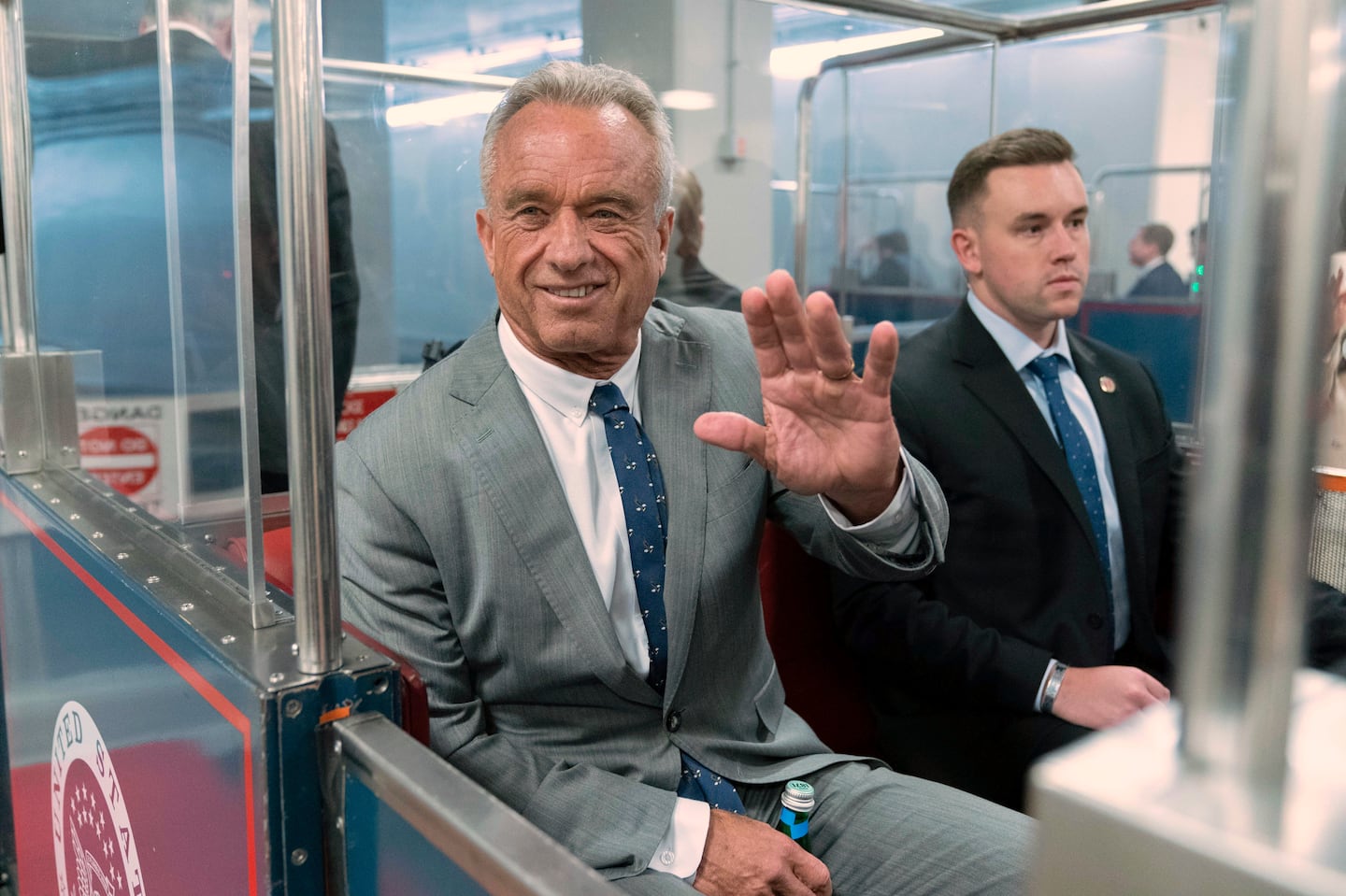 Robert F. Kennedy Jr. rode the Senate subway to meet with incoming Senate majority leader John Thune on Tuesday.