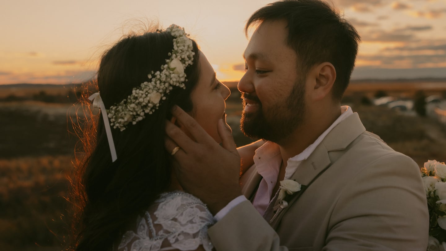 Melbey Flores and Mark Castillo married on Nov. 11, 2024, in an elopement ceremony on Plum Island. Besides the wedding professionals who helped execute the day, they were the only two present.