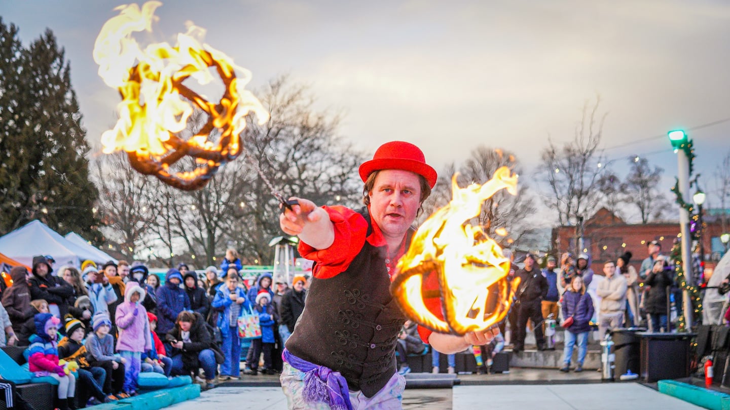 A performer at last year's Frozen Fire Festival in Salem.