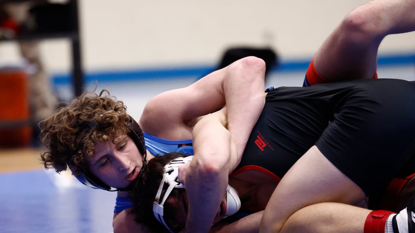 Representing Saugus/Peabody, Max LoRusso won the 144-pund title in the Sons of Italy Tournament, as well as the regular-season opener (above) against Marblehead/Swampscott.